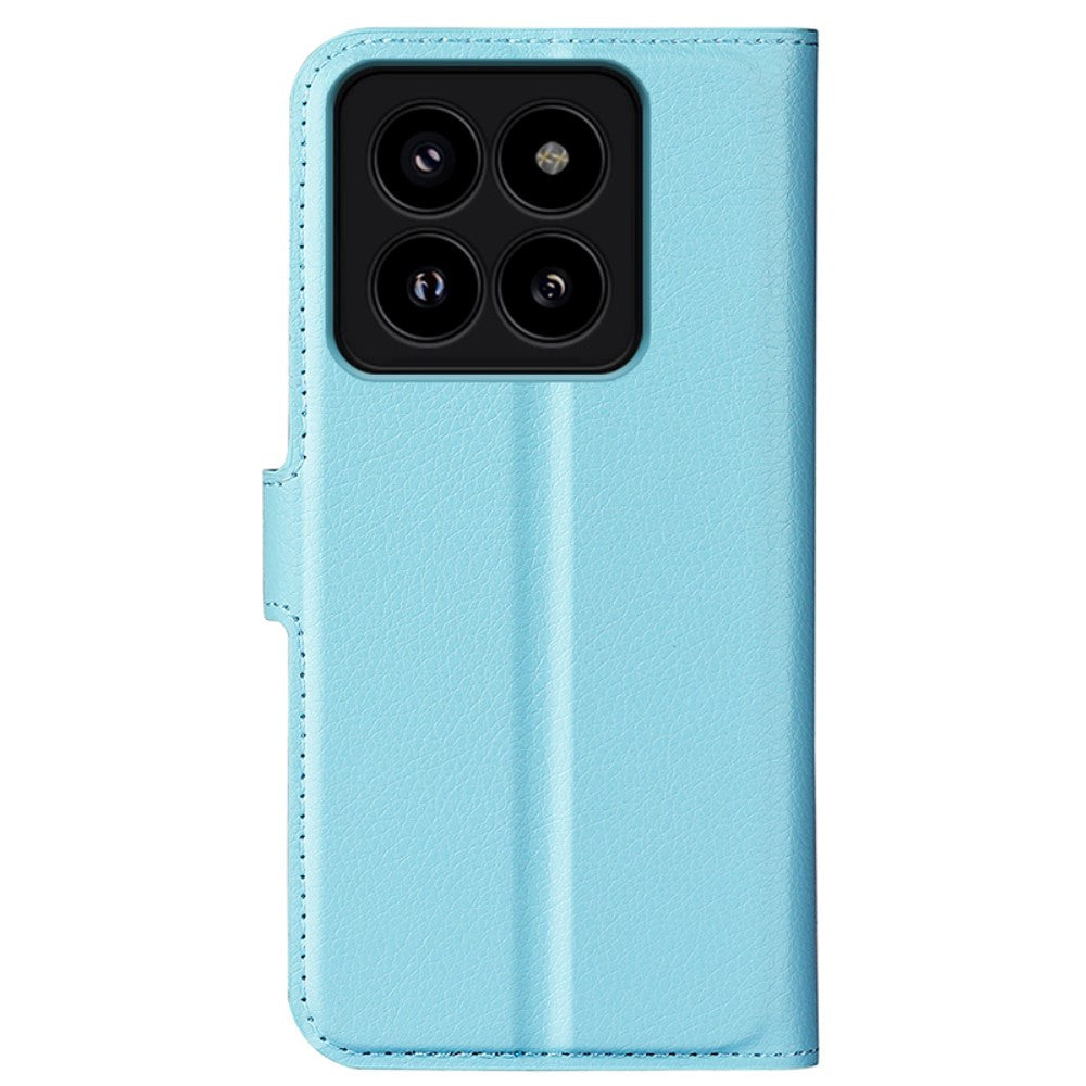 Xiaomi 14 Pro Kunstlæder Mobil Cover m. Kortholder & Ståfunktion - Lyseblå