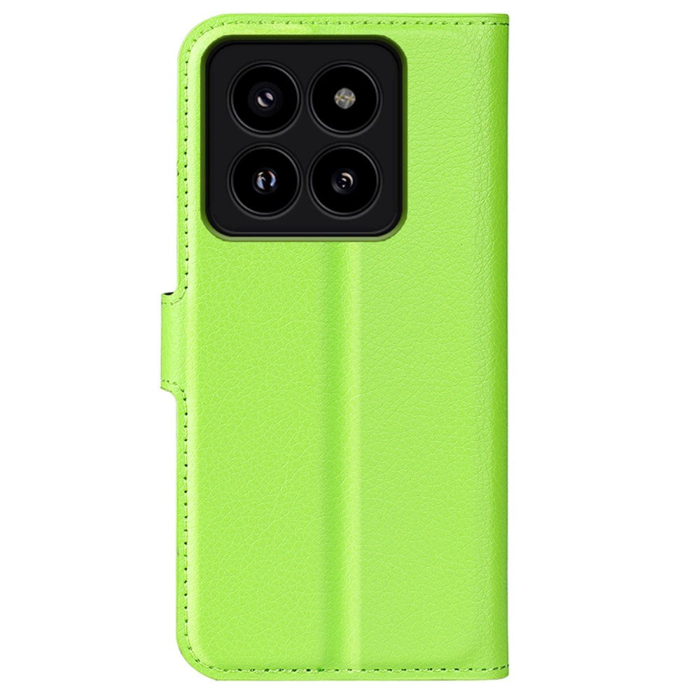 Xiaomi 14 Pro Kunstlæder Mobil Cover m. Kortholder & Ståfunktion - Grøn