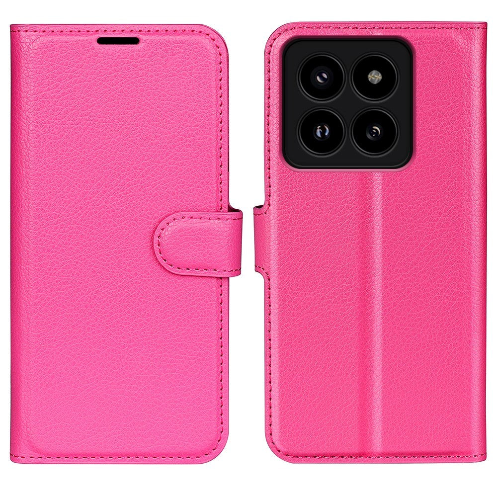 Xiaomi 14 Pro Kunstlæder Mobil Cover m. Kortholder & Ståfunktion - Pink
