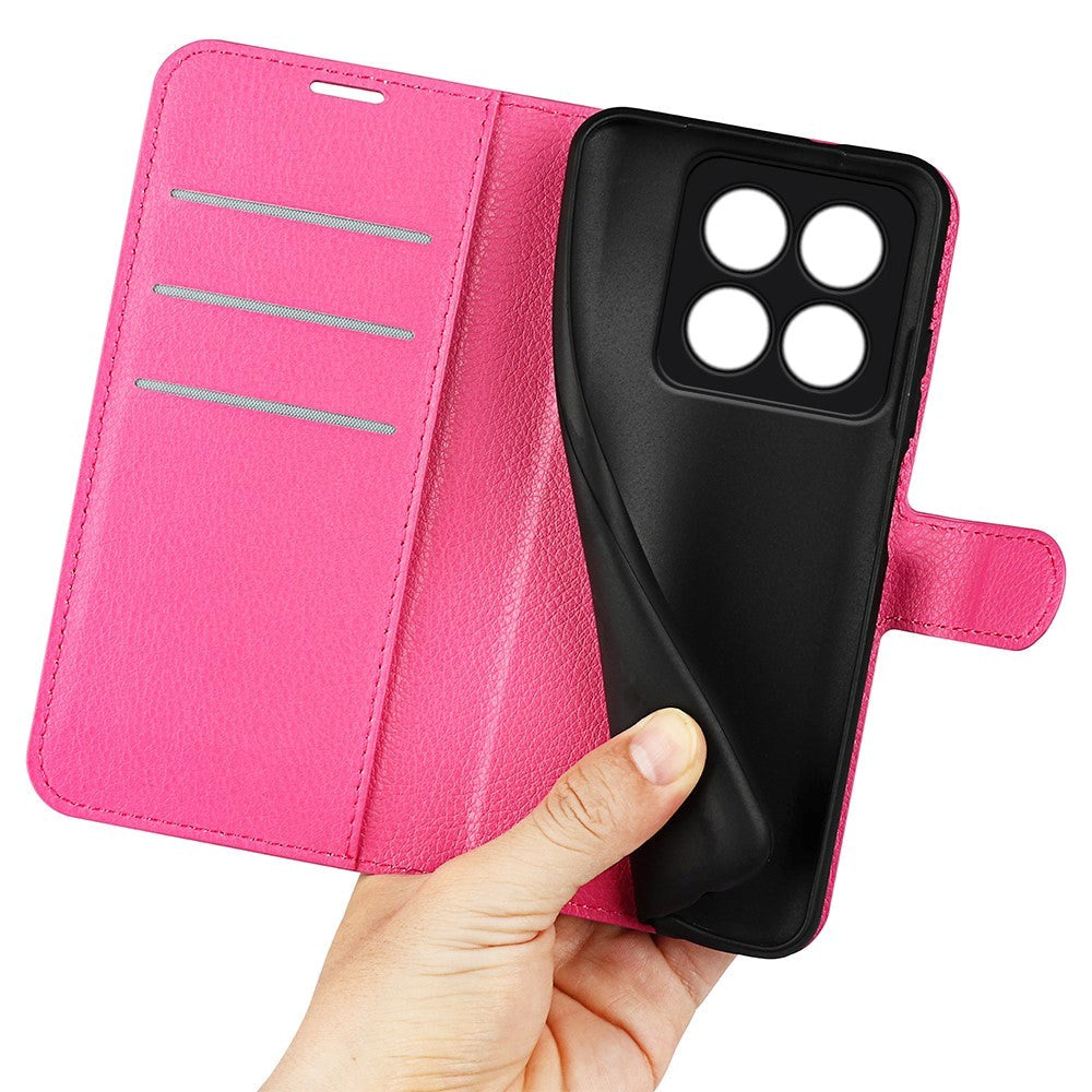Xiaomi 14 Pro Kunstlæder Mobil Cover m. Kortholder & Ståfunktion - Pink