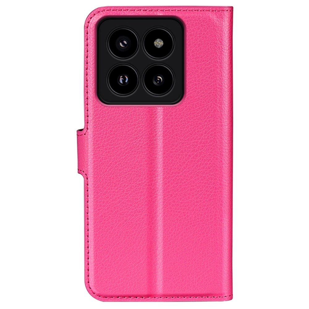 Xiaomi 14 Pro Kunstlæder Mobil Cover m. Kortholder & Ståfunktion - Pink