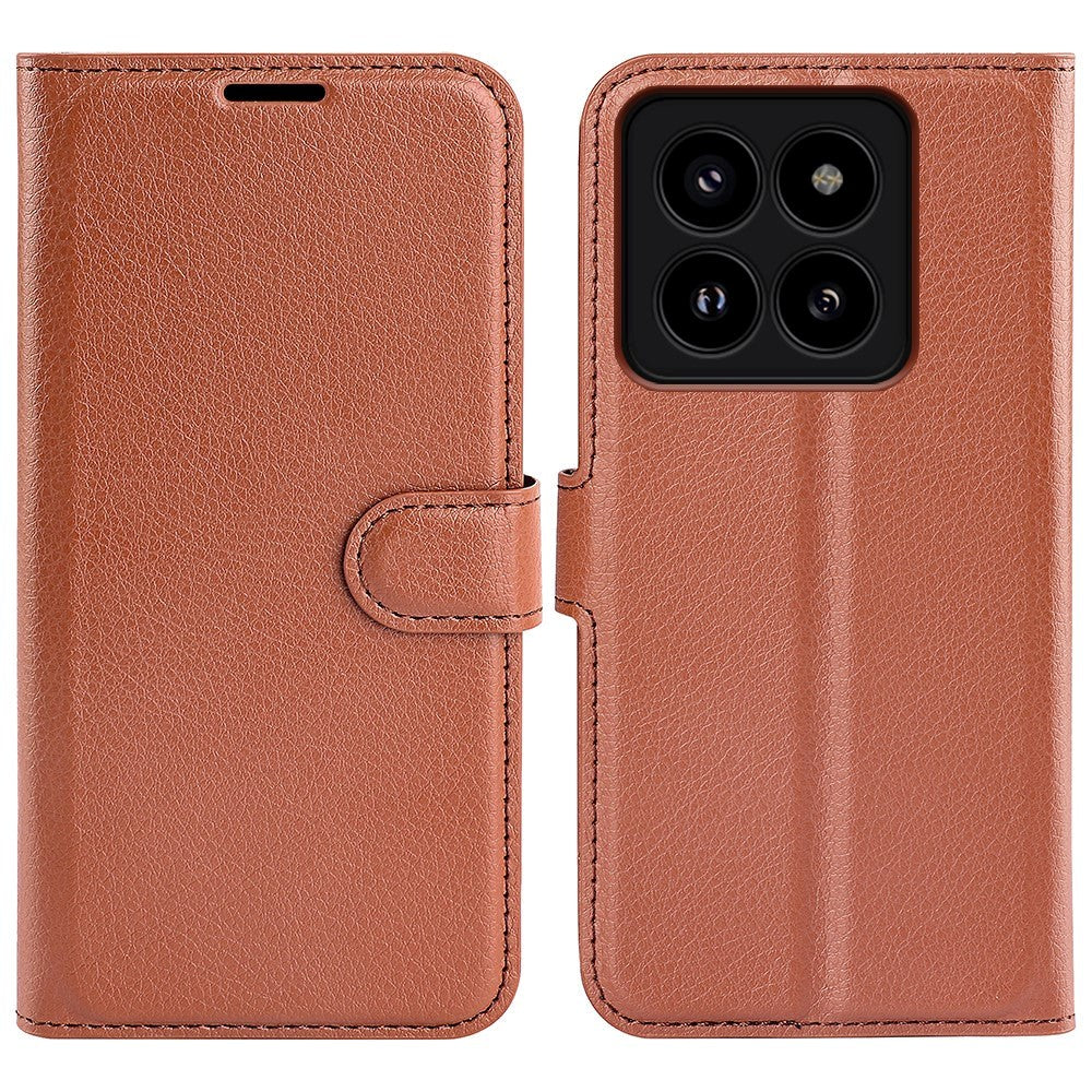 Xiaomi 14 Pro Kunstlæder Mobil Cover m. Kortholder & Ståfunktion - Brun