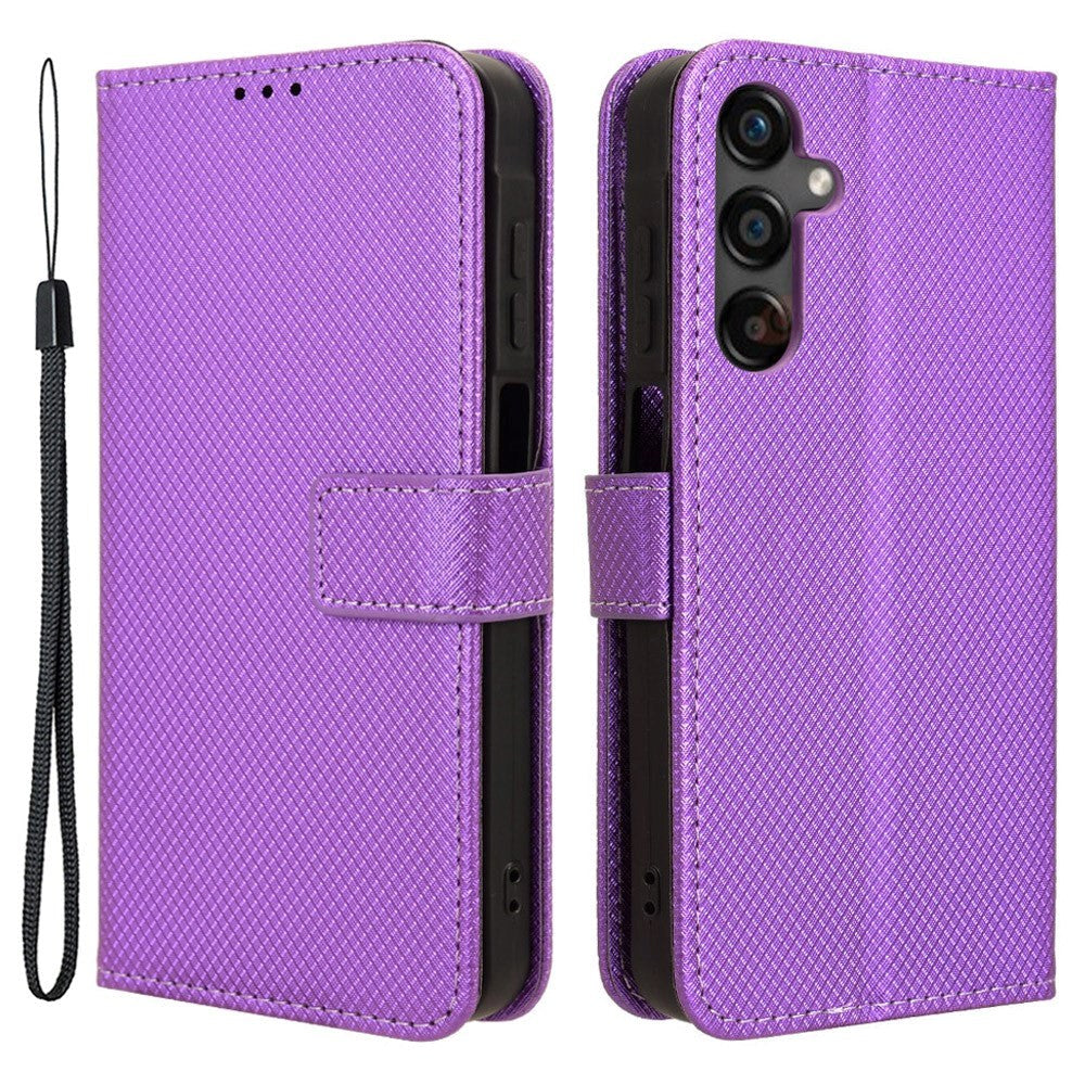 Samsung Galaxy A25 (5G) Læder Mobil Cover m. Strop & Tekstur - Lilla