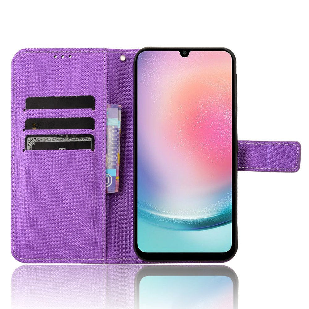 Samsung Galaxy A25 (5G) Læder Mobil Cover m. Strop & Tekstur - Lilla
