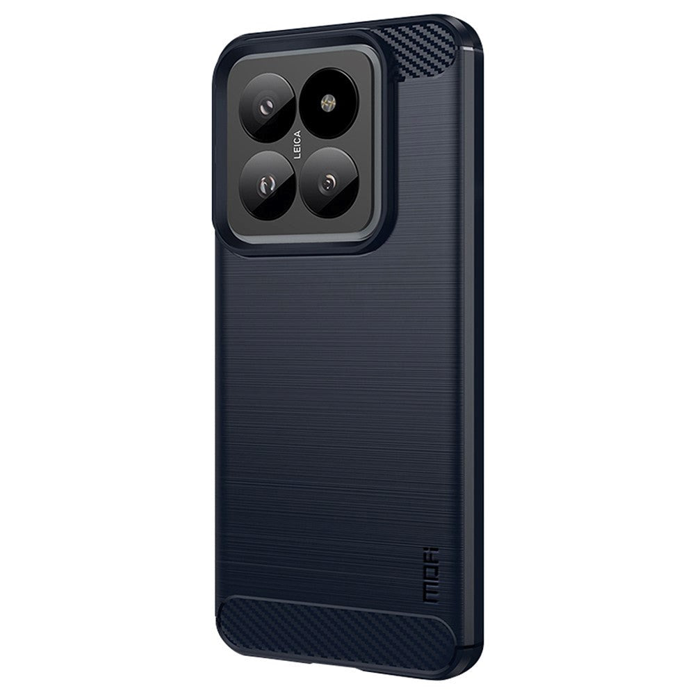 Xiaomi 14 Mofi Brushed Carbon Fiber Fleksibelt Plastik Mobil Cover - Blå