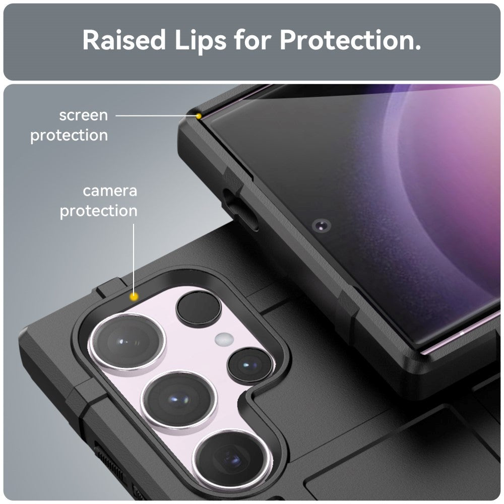 Samsung Galaxy S24 Ultra Rugged Shield Series Håndværker Mobil Cover - Sort