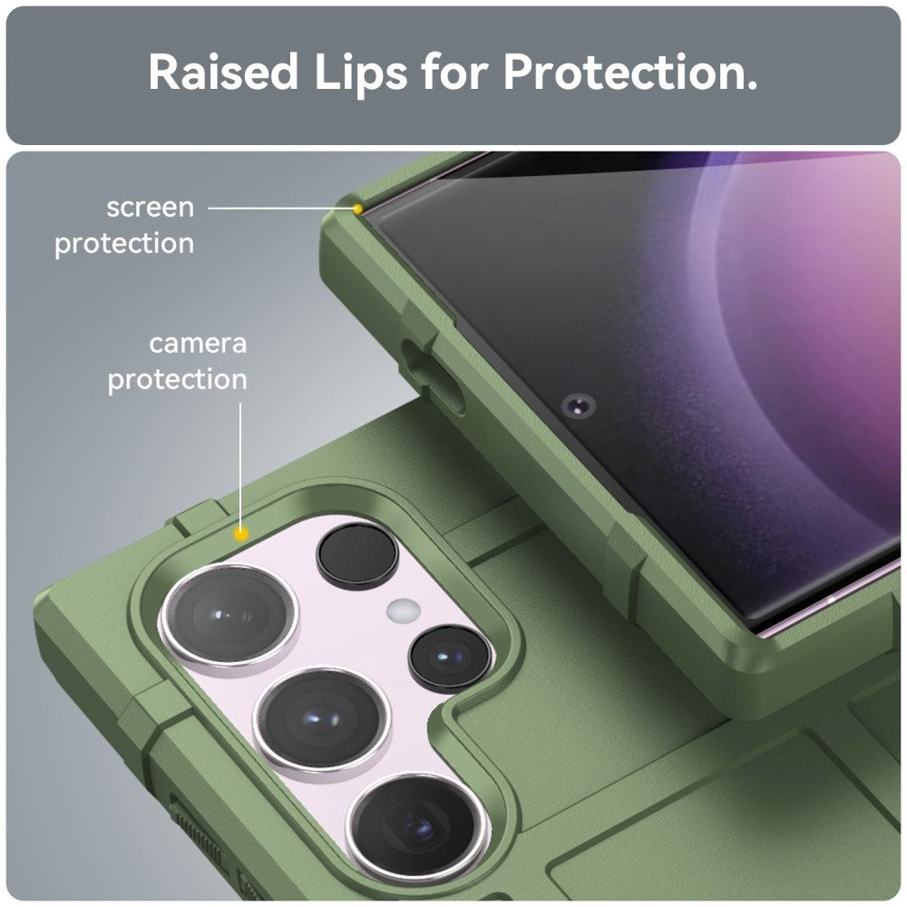 Samsung Galaxy S24 Ultra Rugged Shield Series Håndværker Mobil Cover - Grøn