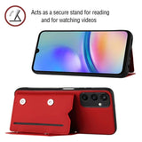 Samsung Galaxy A15 (5G) / A15 Læderbelagt Plastik Mobil Cover m. Pung & Strop - Rød