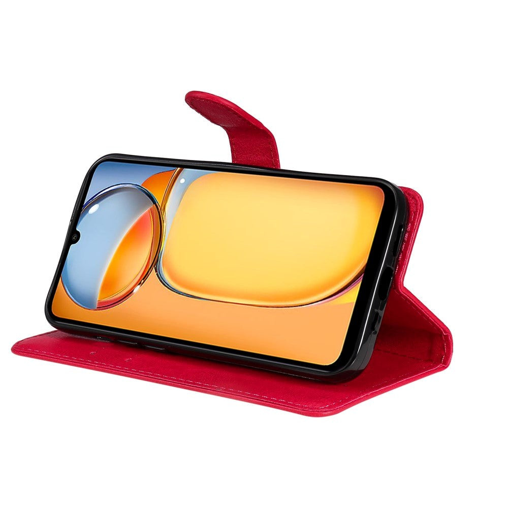 Xiaomi Poco C65 / Redmi 13C Læder Mobil Cover m. Pung og Strop - Rød