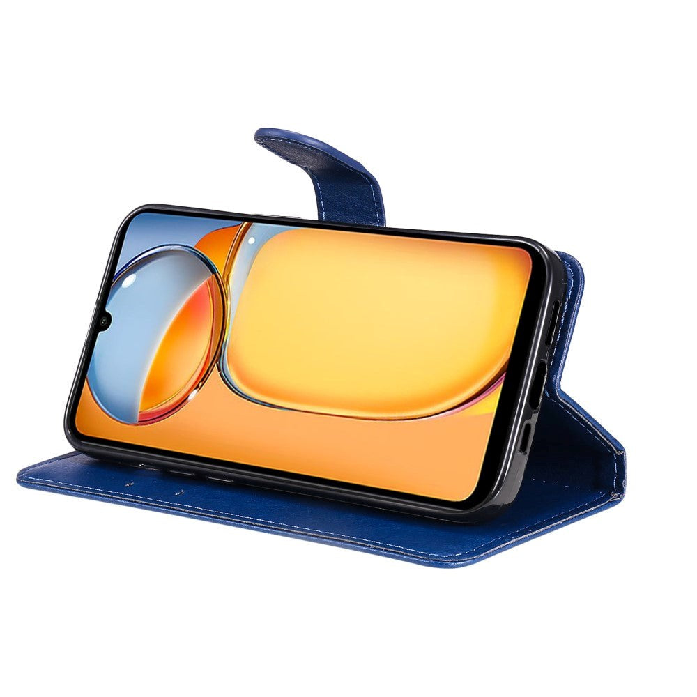 Xiaomi Poco C65 / Redmi 13C Læder Mobil Cover m. Pung og Strop - Blå