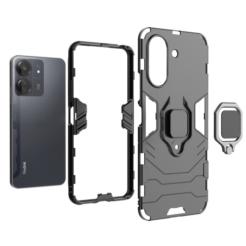 EIDERWOOD Xiaomi Poco C65 / Redmi 13C Hybrid Håndværker Mobil Cover m. Magnetisk Kickstand - Sort