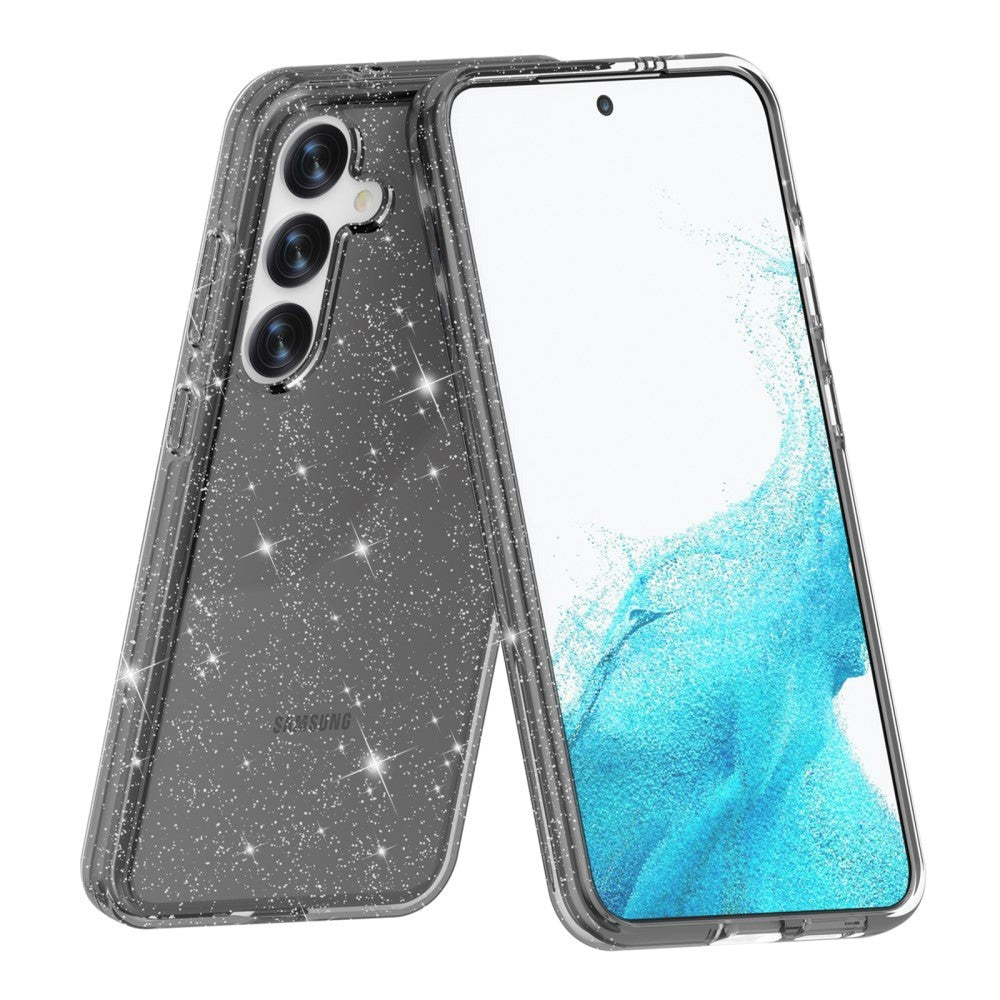 Samsung Galaxy S24 Hybrid Plastik Mobil Cover - Sort Glitter