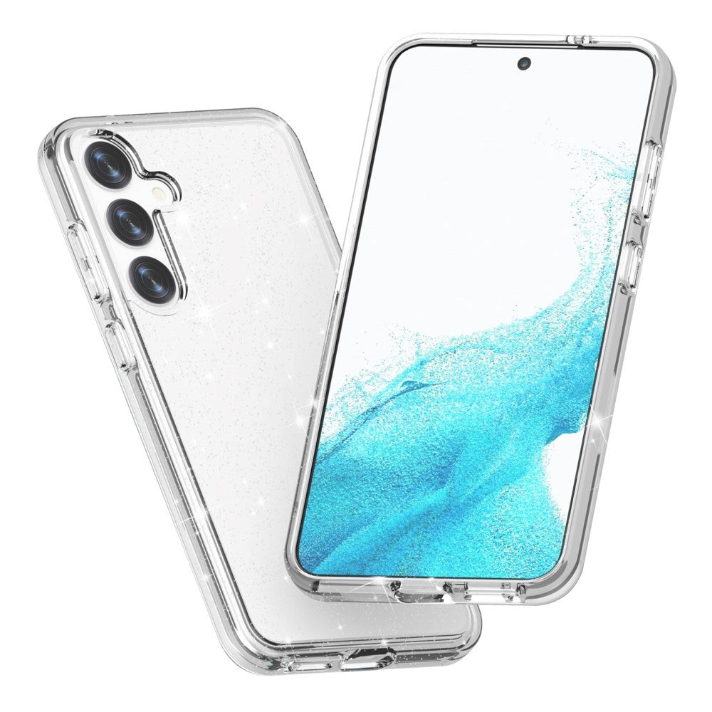 Samsung Galaxy S24 Hybrid Plastik Mobil Cover - Gennemsigtig Glitter