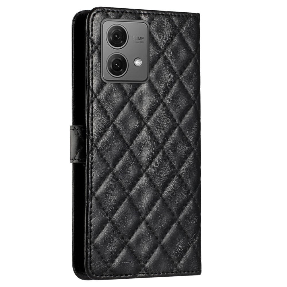 EIDERWOOD Motorola Moto G84 Læder Mobil Cover m. Pung & Strop - Rhombus - Sort