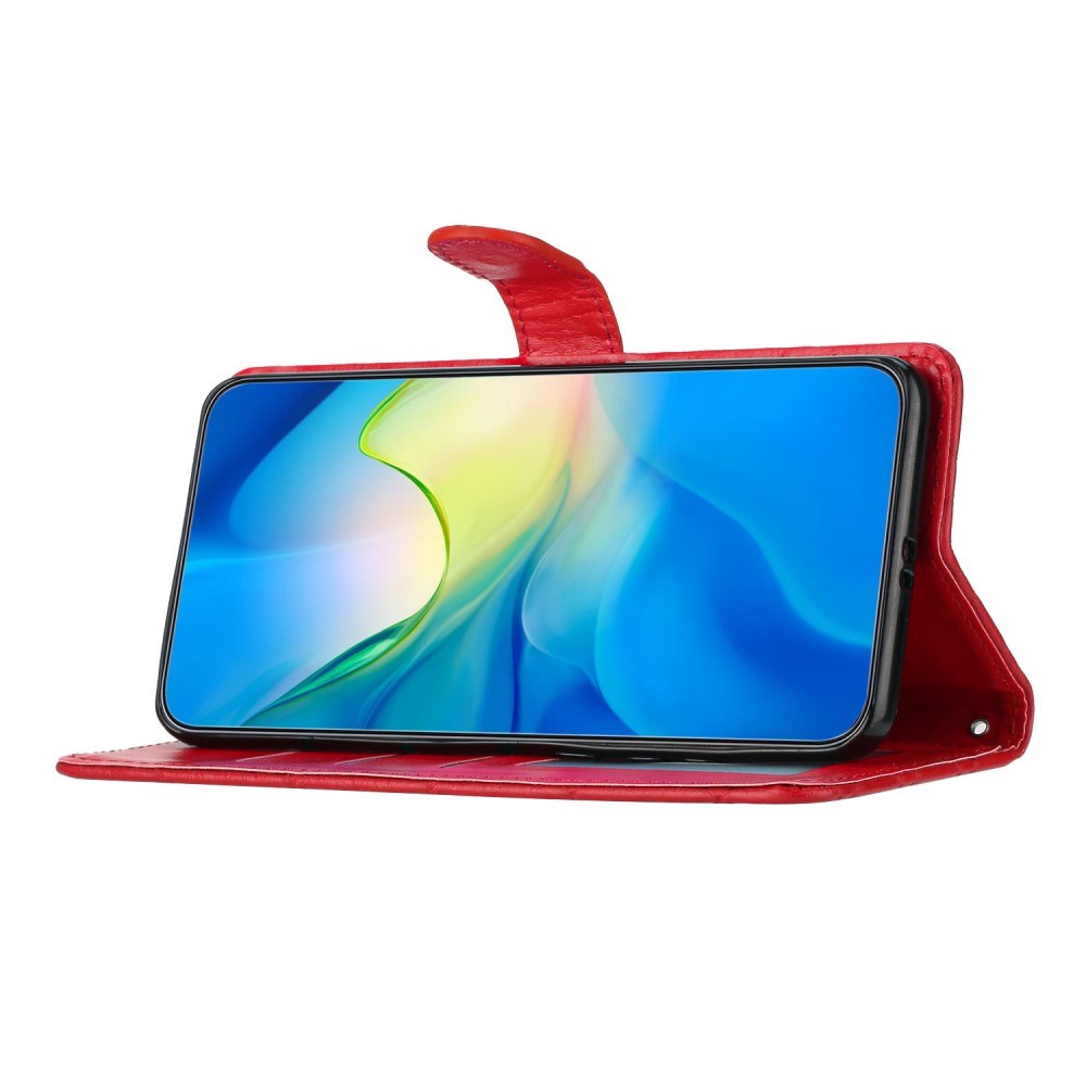 EIDERWOOD Motorola Moto G84 Læder Mobil Cover m. Pung & Strop - Rhombus - Rød