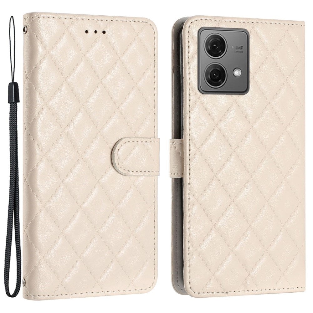 EIDERWOOD Motorola Moto G84 Læder Mobil Cover m. Pung & Strop - Rhombus - Beige
