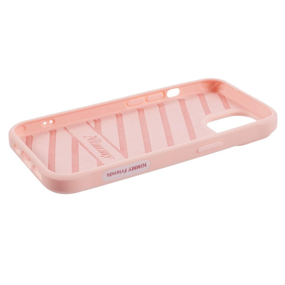 iPhone 15 Hybrid Mobil Cover m. Dyremotiv & Brodering - Grå Kat