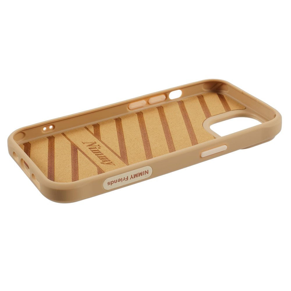 iPhone 15 Hybrid Mobil Cover m. Dyremotiv & Brodering - Orange Kat