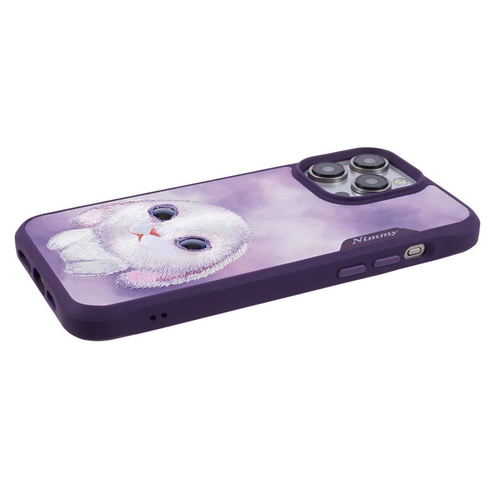 iPhone 15 Pro Hybrid Mobil Cover m. Dyremotiv & Brodering - Kanin