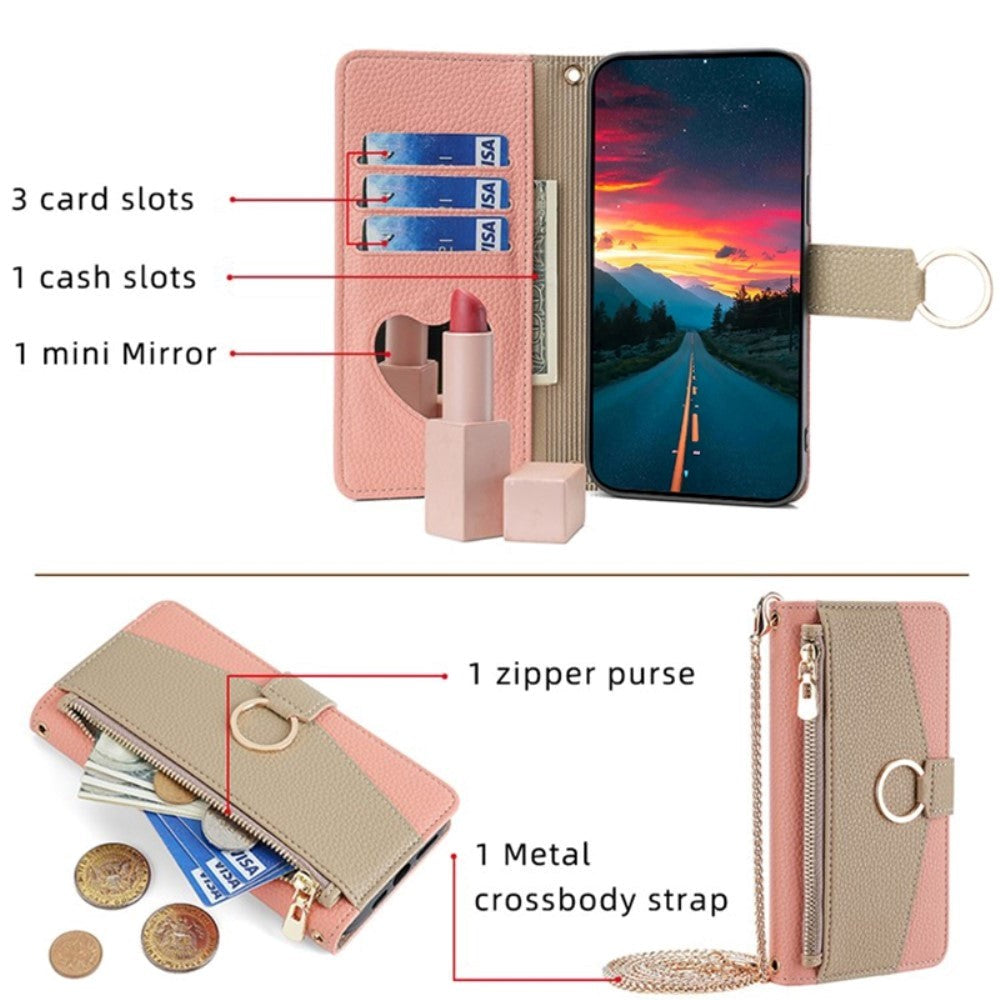 iPhone SE (2022 / 2020) / 8 / 7 Læder 2-i-1 Mobil Cover m. Pung & Crossbody Taske Funktion - Lyserød