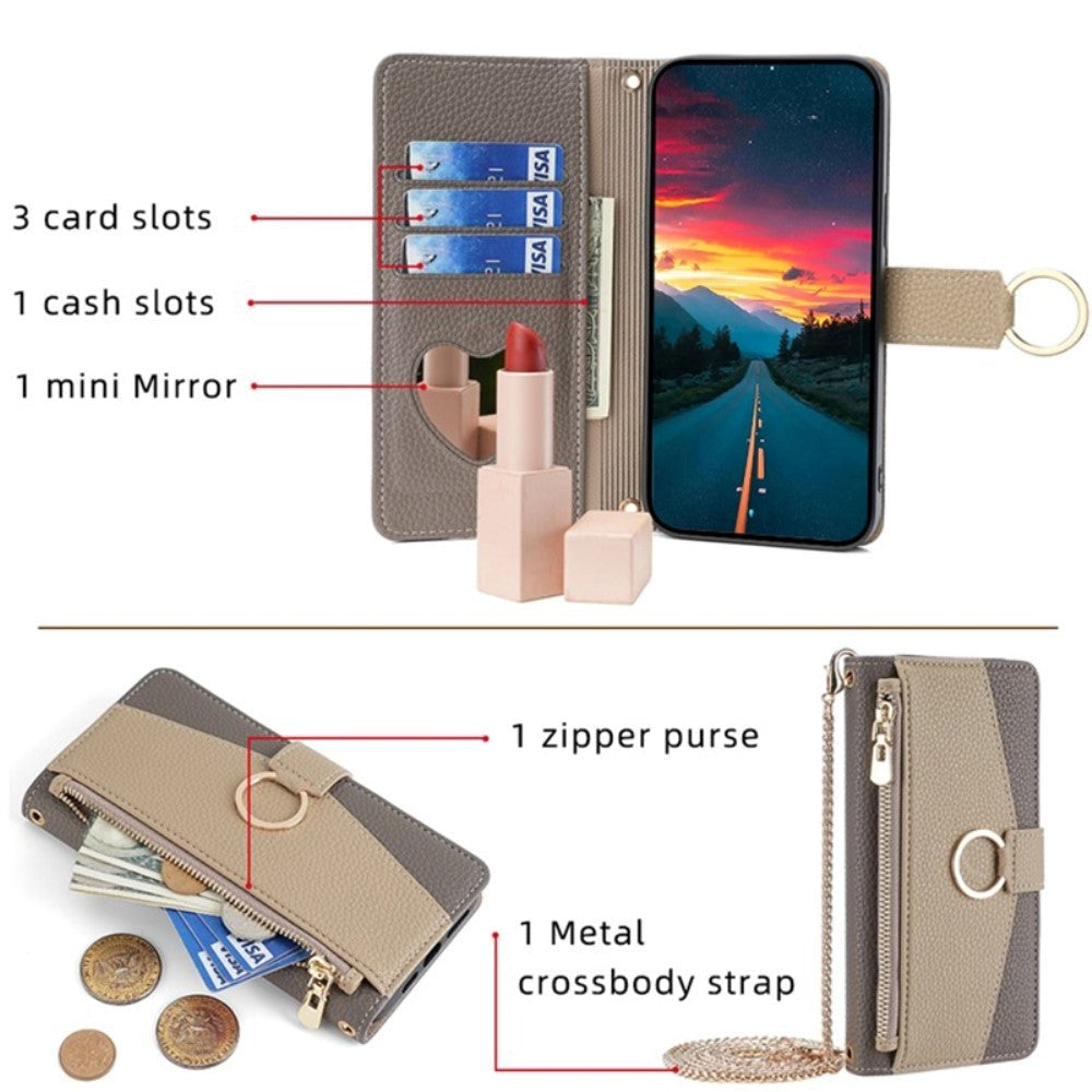 iPhone SE (2022 / 2020) / 8 / 7 Læder 2-i-1 Mobil Cover m. Pung & Crossbody Taske Funktion - Brun