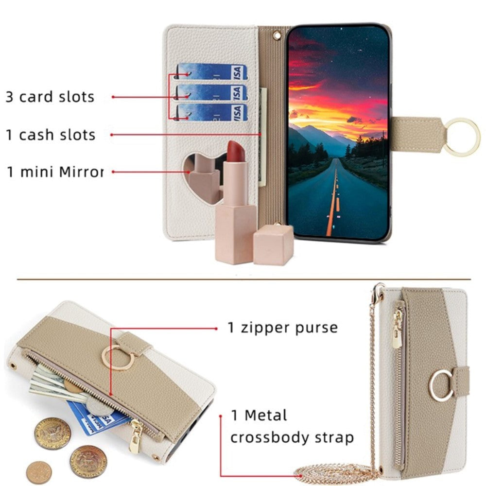 iPhone SE (2022 / 2020) / 8 / 7 Læder 2-i-1 Mobil Cover m. Pung & Crossbody Taske Funktion - Creme