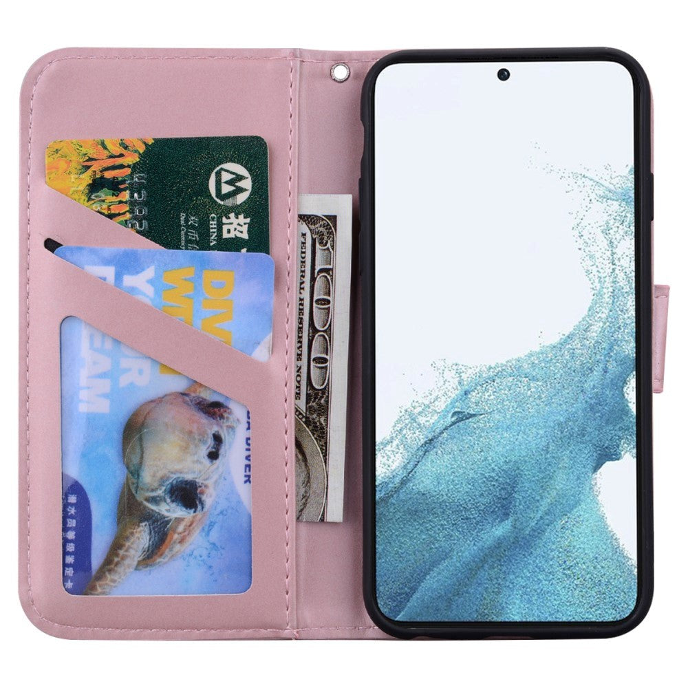 Samsung Galaxy S24+ (Plus) Flip Mobil Cover m. Strop / Ståfunktion / Kortholder - Kanin (Pink)