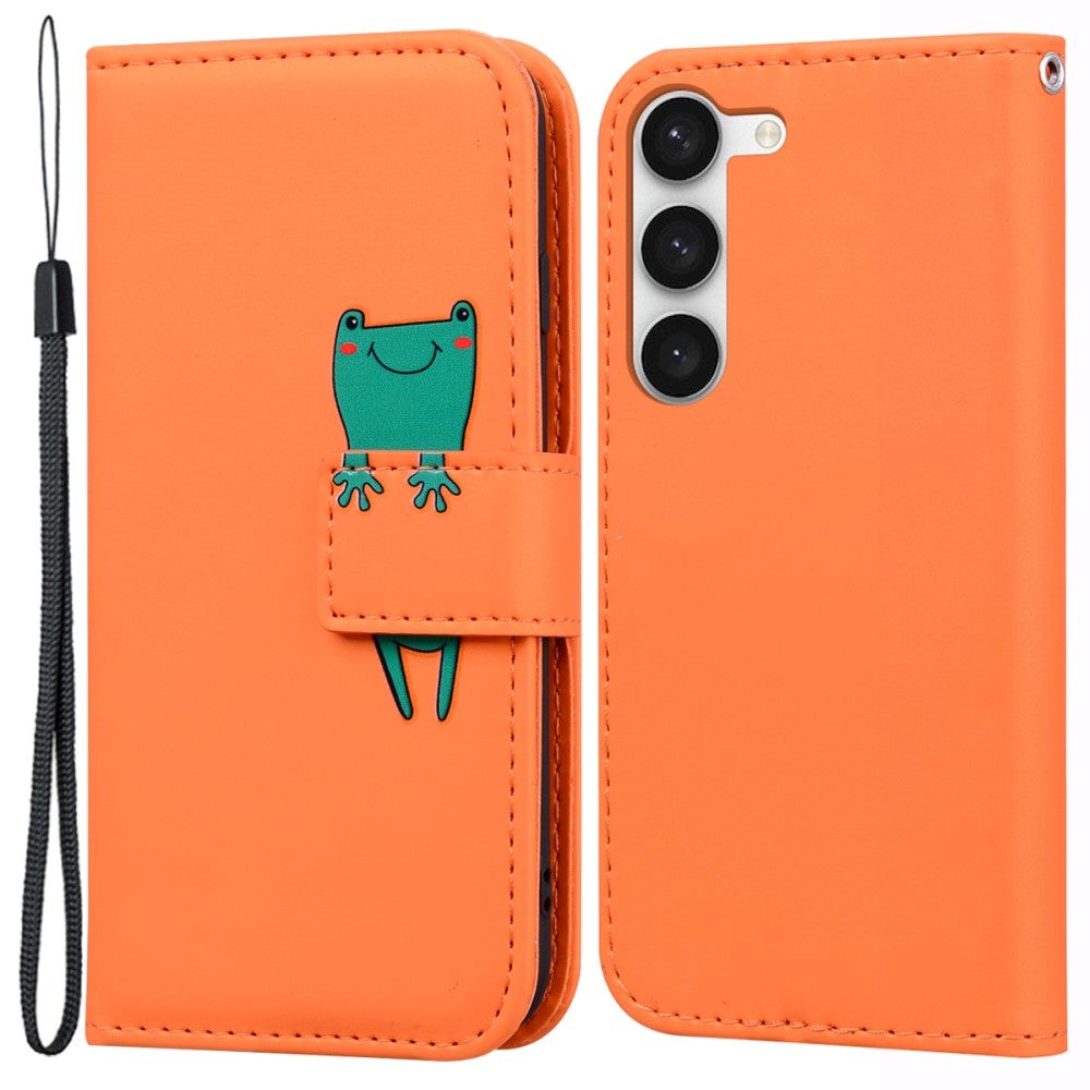Samsung Galaxy S24+ (Plus) Flip Mobil Cover m. Strop / Ståfunktion / Kortholder - Orange (Frø)