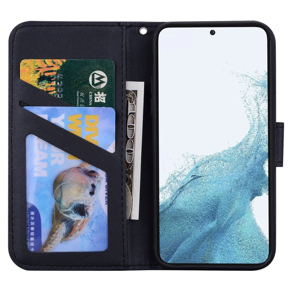 Samsung Galaxy S24+ (Plus) Flip Mobil Cover m. Strop / Ståfunktion / Kortholder - Sort (Panda)