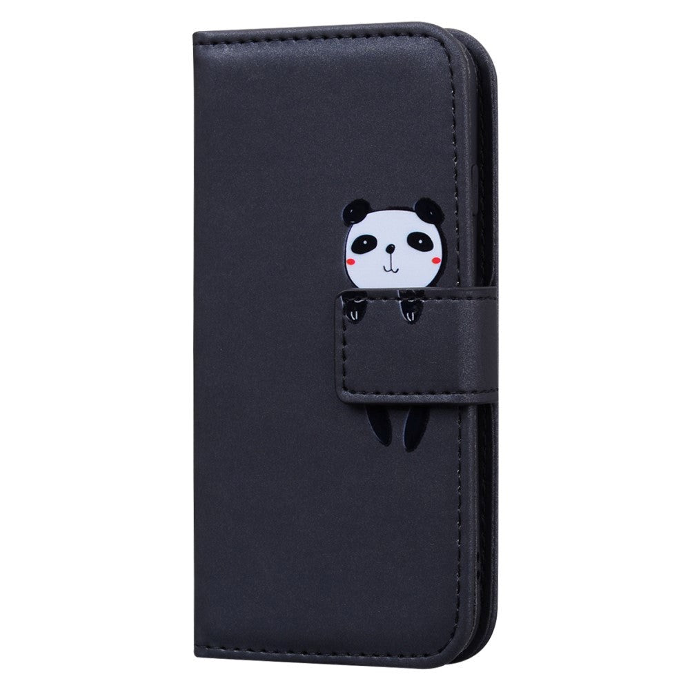 Samsung Galaxy S24+ (Plus) Flip Mobil Cover m. Strop / Ståfunktion / Kortholder - Sort (Panda)