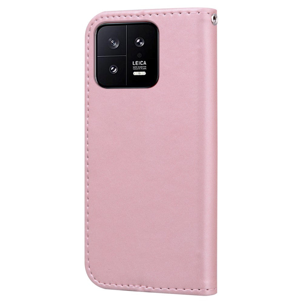 Xiaomi 13 Flip Mobil Cover m. Strop / Ståfunktion / Kortholder - Pink (Kanin)