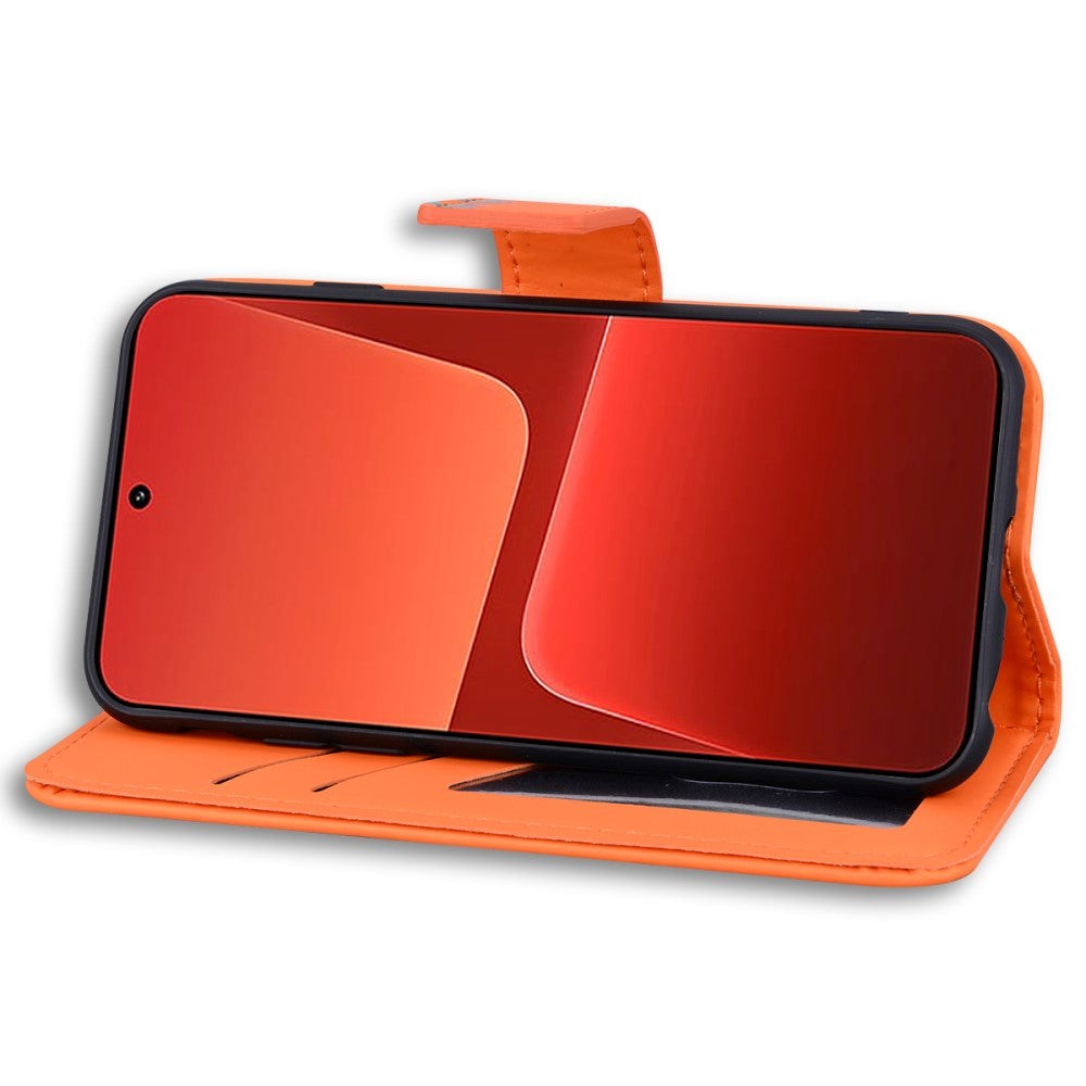 Xiaomi 13 Flip Mobil Cover m. Strop / Ståfunktion / Kortholder - Orange (Frø)