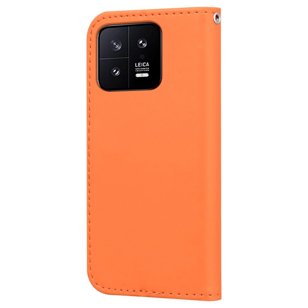 Xiaomi 13 Flip Mobil Cover m. Strop / Ståfunktion / Kortholder - Orange (Frø)