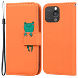 iPhone 13 Pro Mobil Flip Cover m. Strop / Ståfunktion / Kortholder - Orange (Frø)