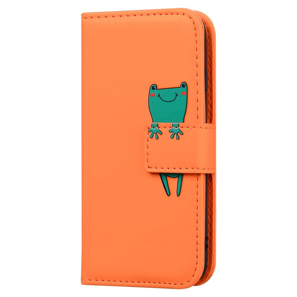 iPhone 13 Pro Mobil Flip Cover m. Strop / Ståfunktion / Kortholder - Orange (Frø)