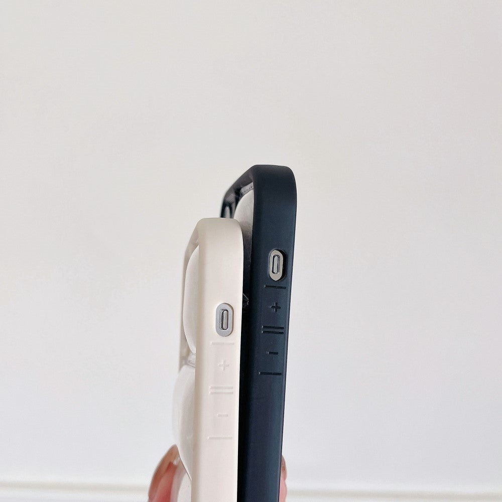 iPhone 15 Pro Fleksibelt Plastik Mobil Cover m. Dunjakke Tekstur - Sort / Hvid