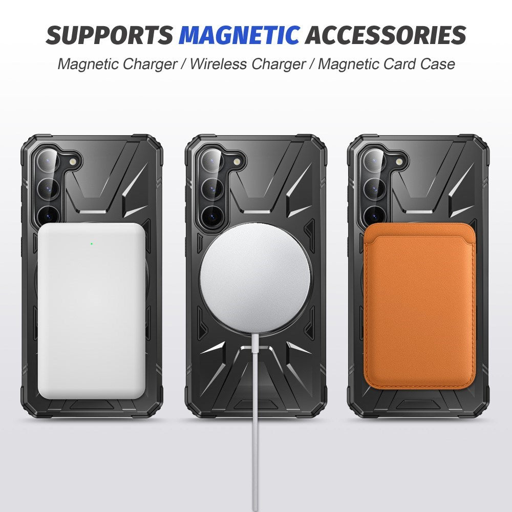 EIDERWOOD Slidstærkt Håndværkercover til Samsung Galaxy S25+ (Plus) / S24+ (Plus) med Kickstand og Magsafe Funktion- Sort