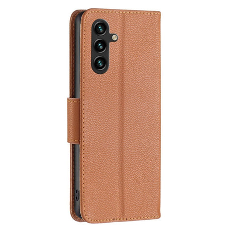 Samsung Galaxy A35 (5G) PU Litchi Læder Mobil Cover m. Pung & Strop - Brun