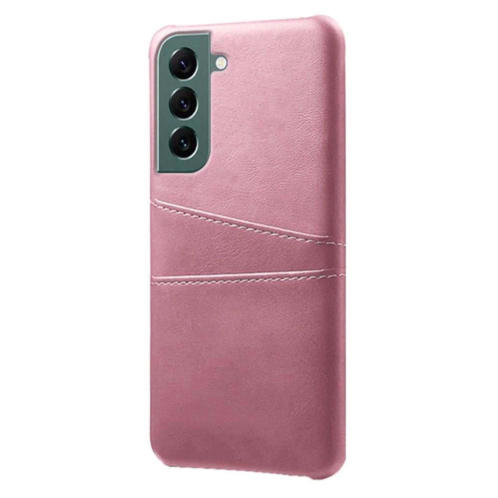 Samsung Galaxy S24 Læder Mobil Cover m. Dobbelt Kortholder - Rose Gold