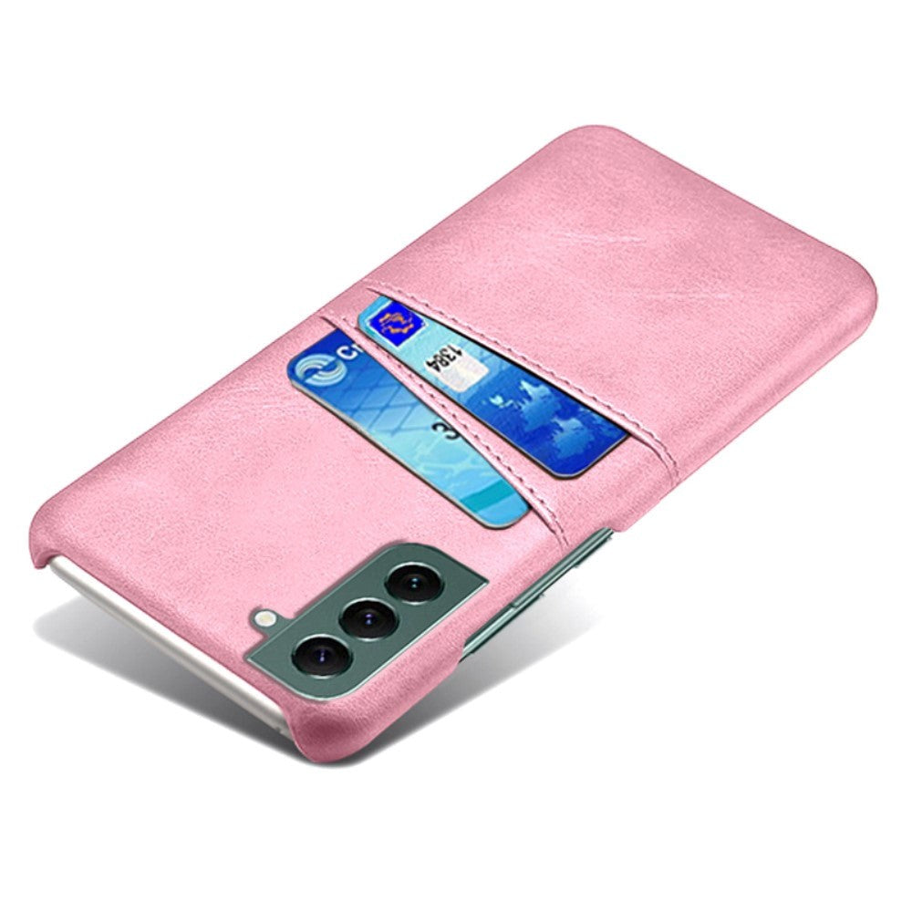 Samsung Galaxy S24 Læder Mobil Cover m. Dobbelt Kortholder - Rose Gold