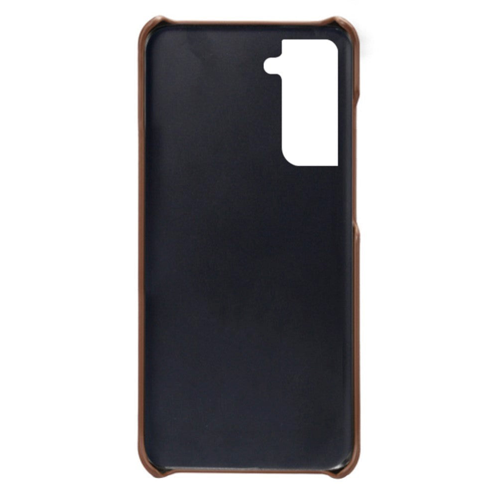 Samsung Galaxy S24 Læder Mobil Cover m. Dobbelt Kortholder - Brun