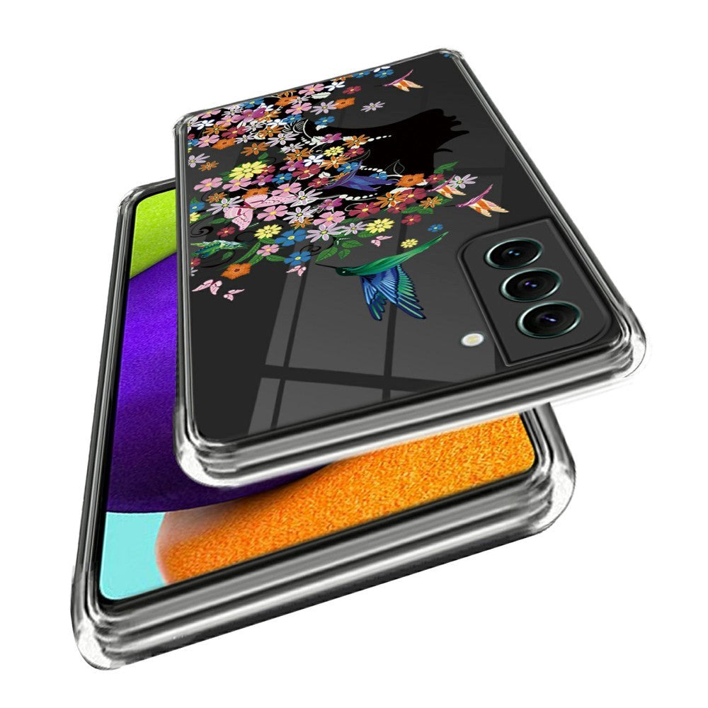 Samsung Galaxy S24 Plastik Transparent Mobil Cover m. Motiv - Blomster Kvinde