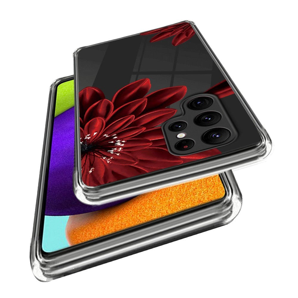 Samsung Galaxy S24 Ultra Fleksibelt Plastik Mobil Cover m. Motiv - Rød Blomst