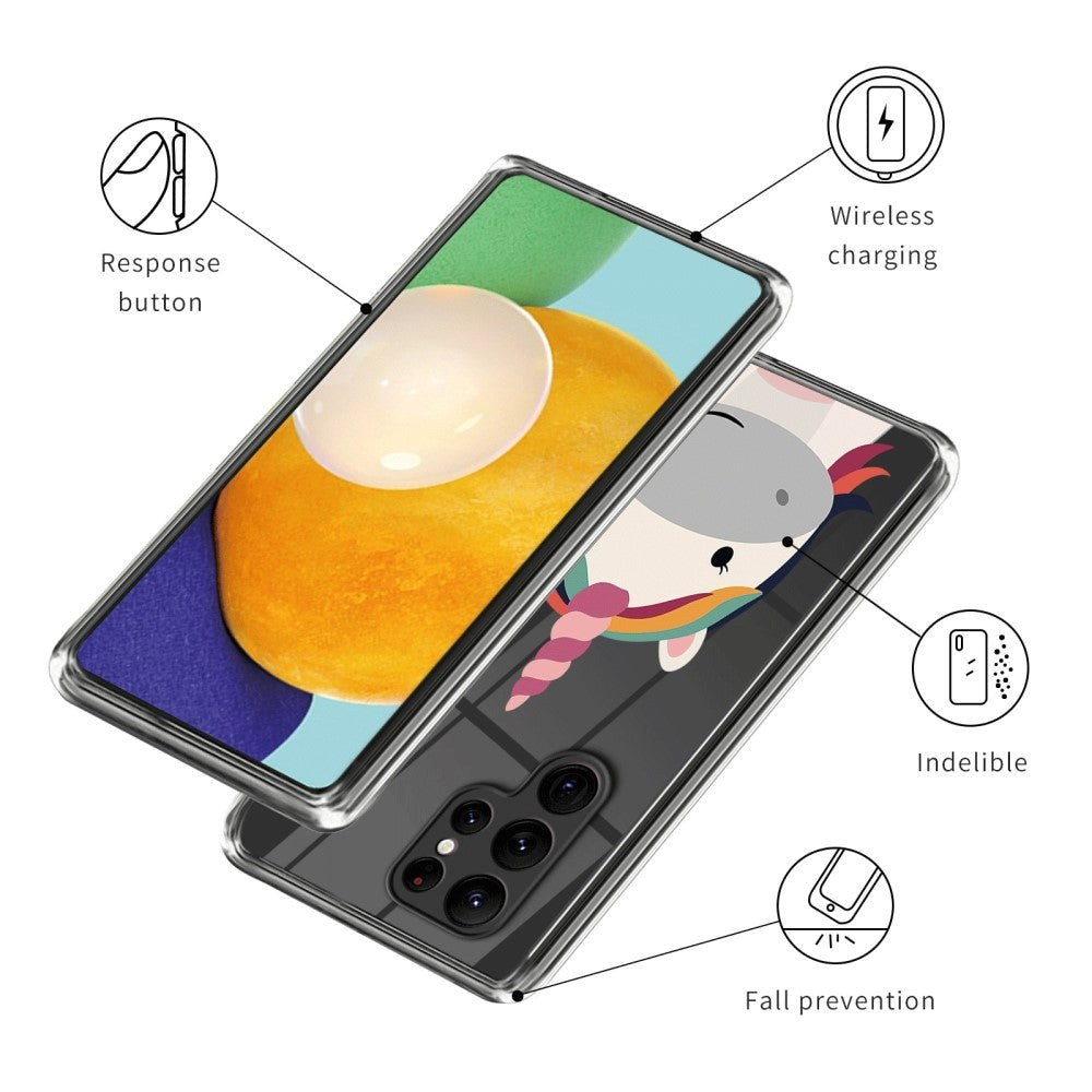 Samsung Galaxy S24 Ultra Fleksibelt Plastik Mobil Cover m. Motiv - Enhjørning