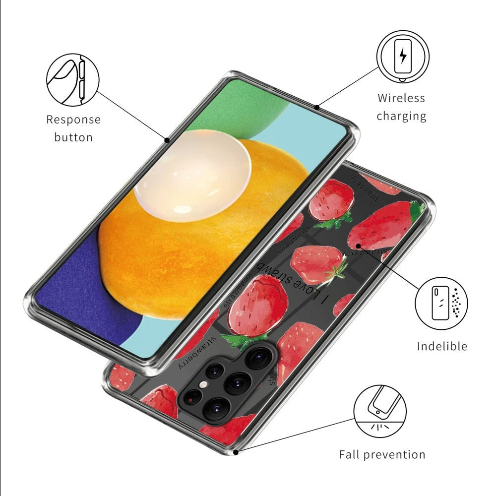 Samsung Galaxy S24 Ultra Fleksibelt Plastik Mobil Cover m. Motiv - Jordbær