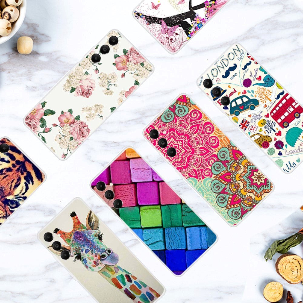 Samsung Galaxy A05s Fleksibel Plastik Mobil Cover m. Motiv - Blomster Doodle