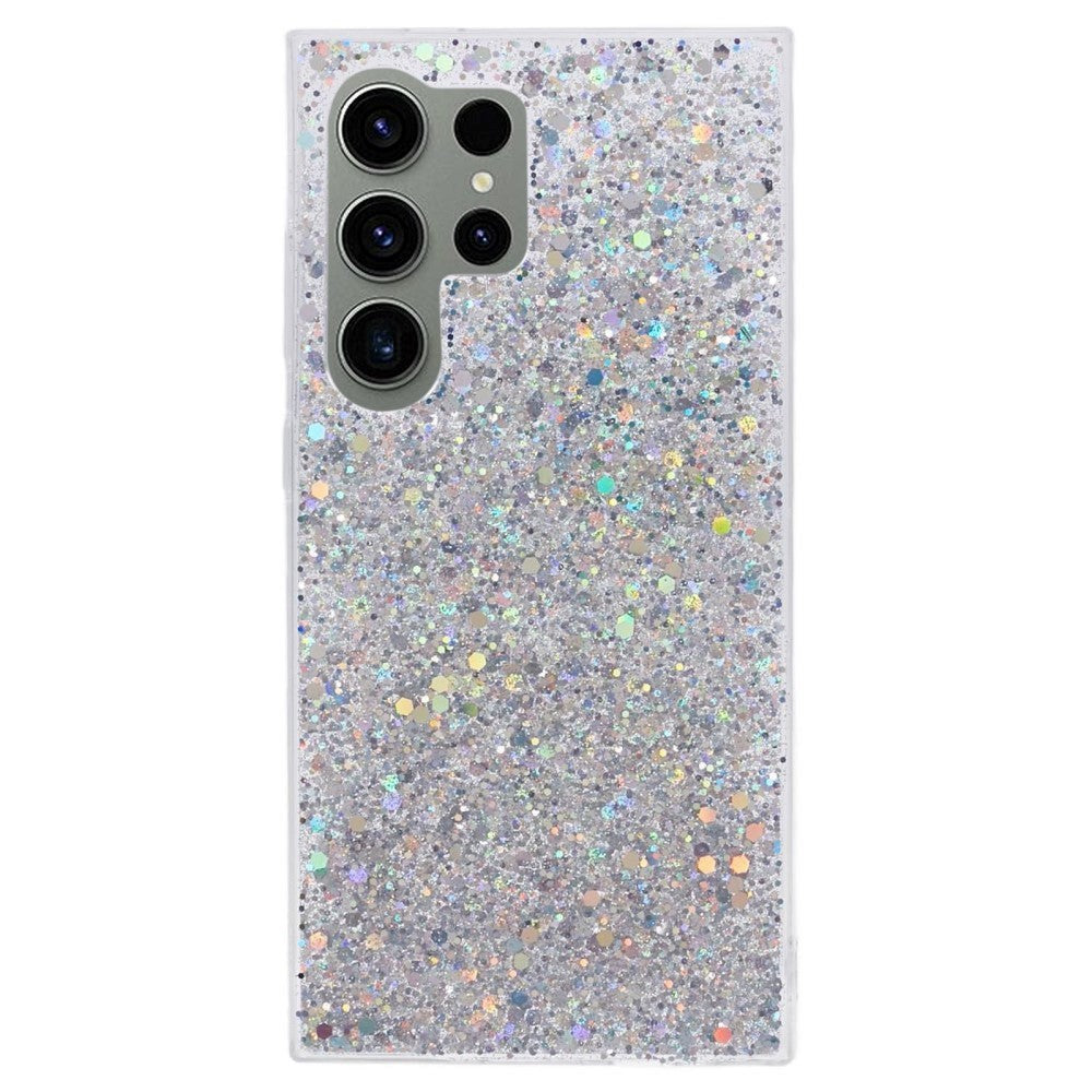 Samsung Galaxy S24 Ultra Glitter Mobil Cover - Sølv