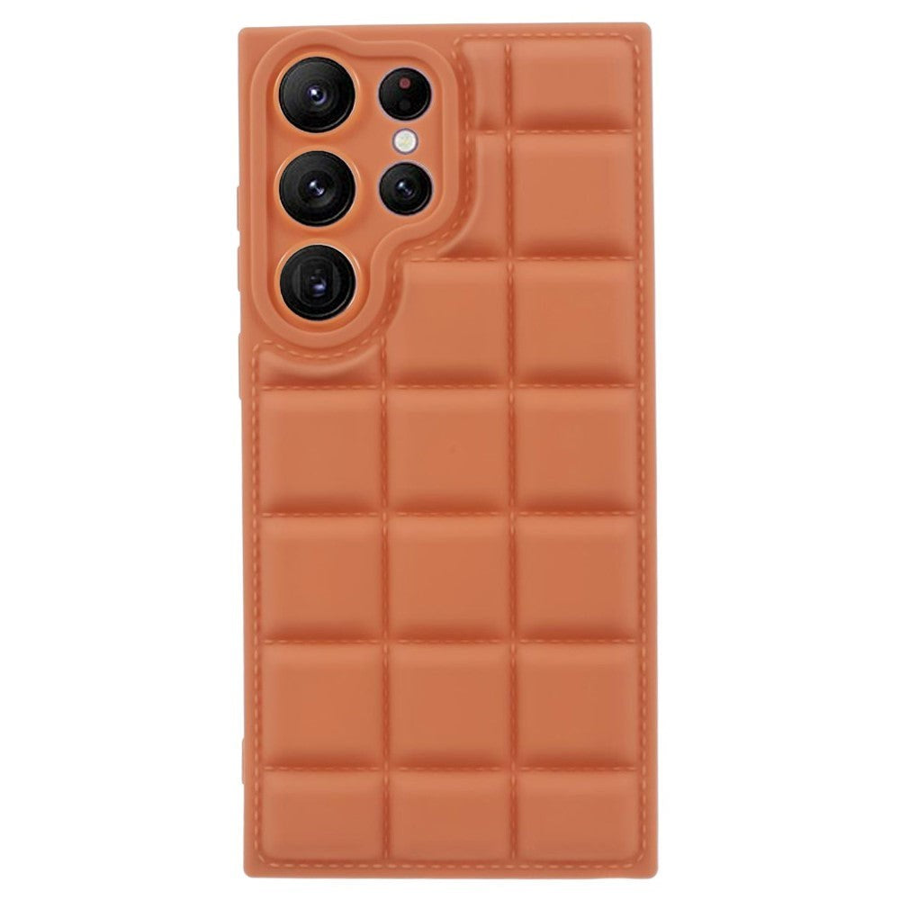 Samsung Galaxy S24 Ultra Fleksibelt Plastik Mobil Cover m. Jakke Tekstur - Brun