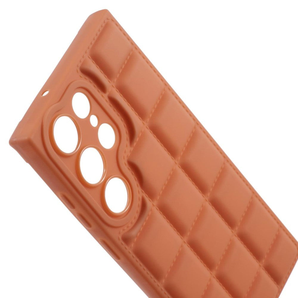 Samsung Galaxy S24 Ultra Fleksibelt Plastik Mobil Cover m. Jakke Tekstur - Brun