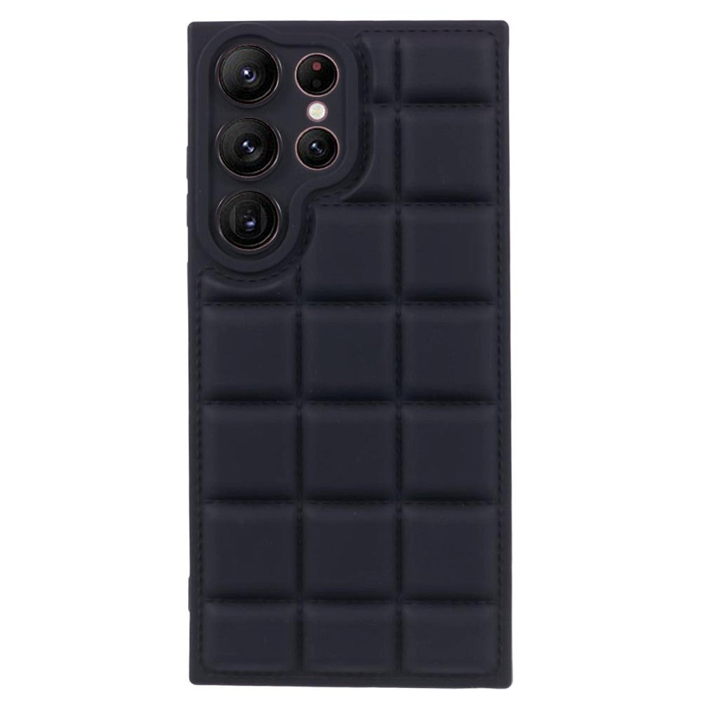 Samsung Galaxy S24 Ultra Fleksibelt Plastik Mobil Cover m. Jakke Tekstur - Sort